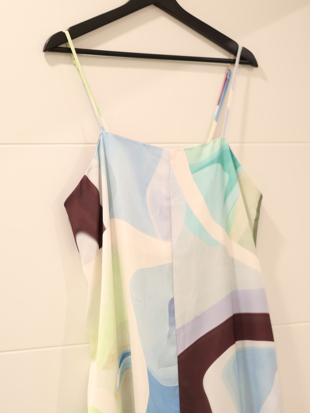 ASOS Edition Abstract Print Satin Slip Maxi Dress US 8 Multicolor